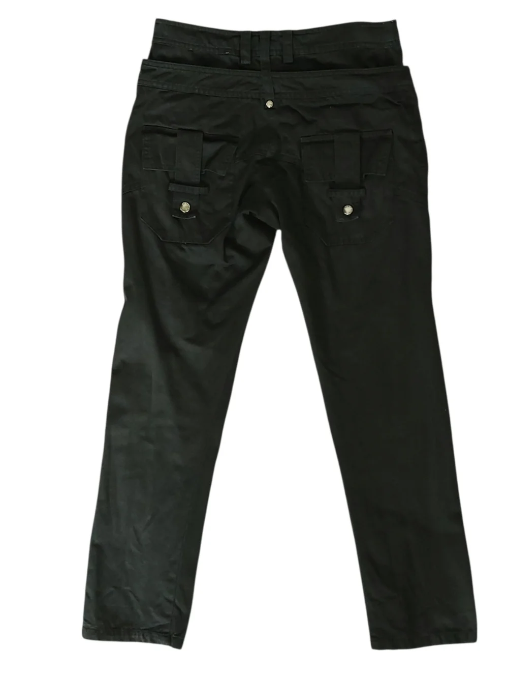 Patrizia Pepe Black Double Waist Cigarette Pants Y2K Utility Moto IT42 US6